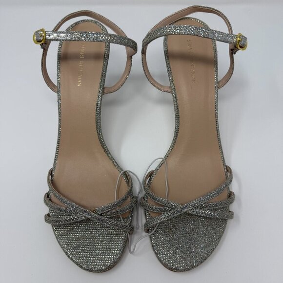Stuart Weitzman Starla Sparkle Stiletto Heels Womens 10 Silver Gold Strappy NWOB - Picture 3 of 14